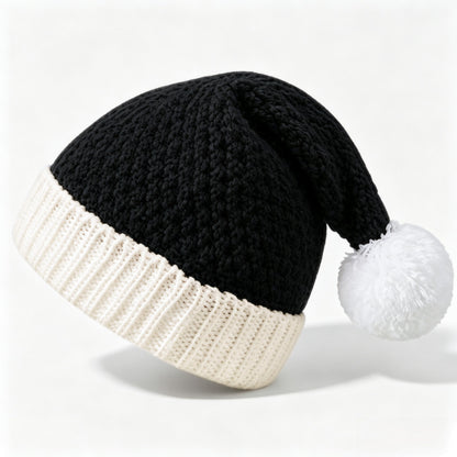 Cross-Border Knit Christmas Hat for Women – Autumn/Winter Warm Pineapple-Texture Pom-Pom Beanie, Holiday Costume Wool Hat for Men