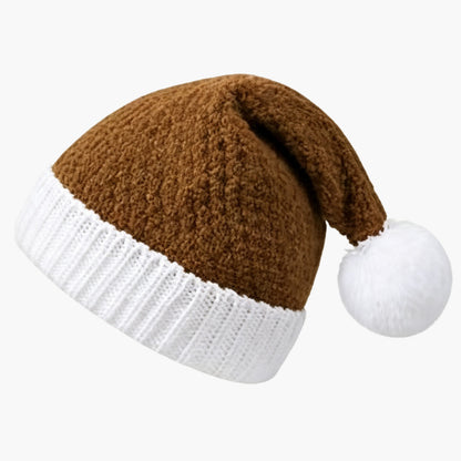 Cross-Border Knit Christmas Hat for Women – Autumn/Winter Warm Pineapple-Texture Pom-Pom Beanie, Holiday Costume Wool Hat for Men