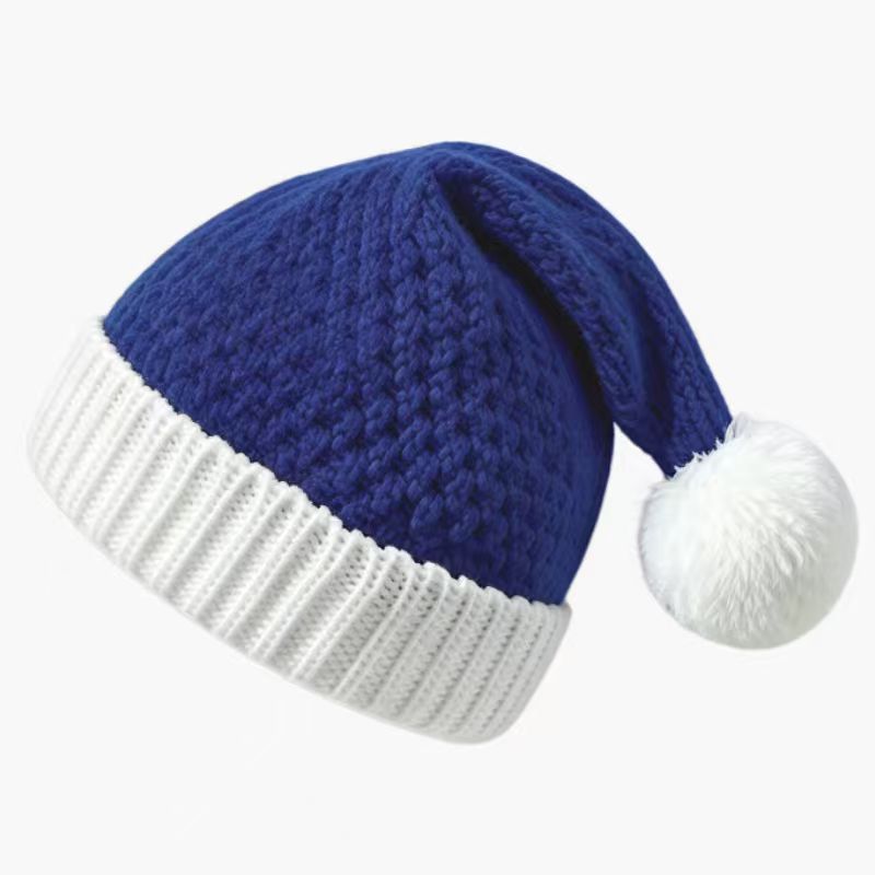 Cross-Border Knit Christmas Hat for Women – Autumn/Winter Warm Pineapple-Texture Pom-Pom Beanie, Holiday Costume Wool Hat for Men