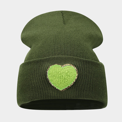 Chic Knitted Wool Hat with "Love" Label - Cozy & Stylish