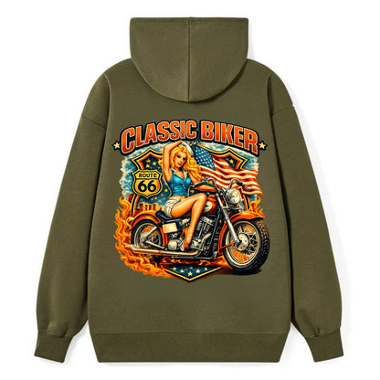 Classic Pinup Biker - Classic Pullover Hoodie