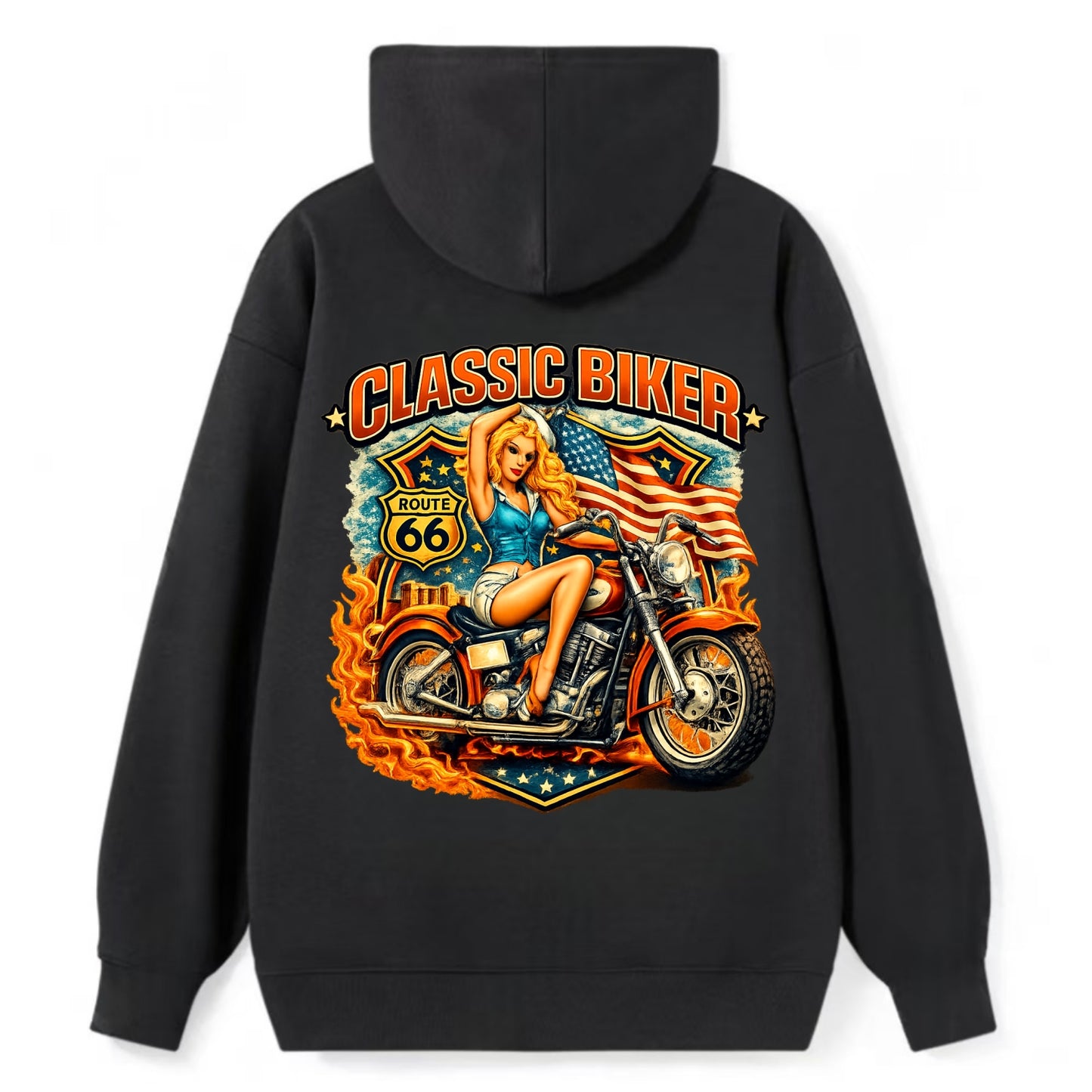 Classic Pinup Biker - Classic Pullover Hoodie