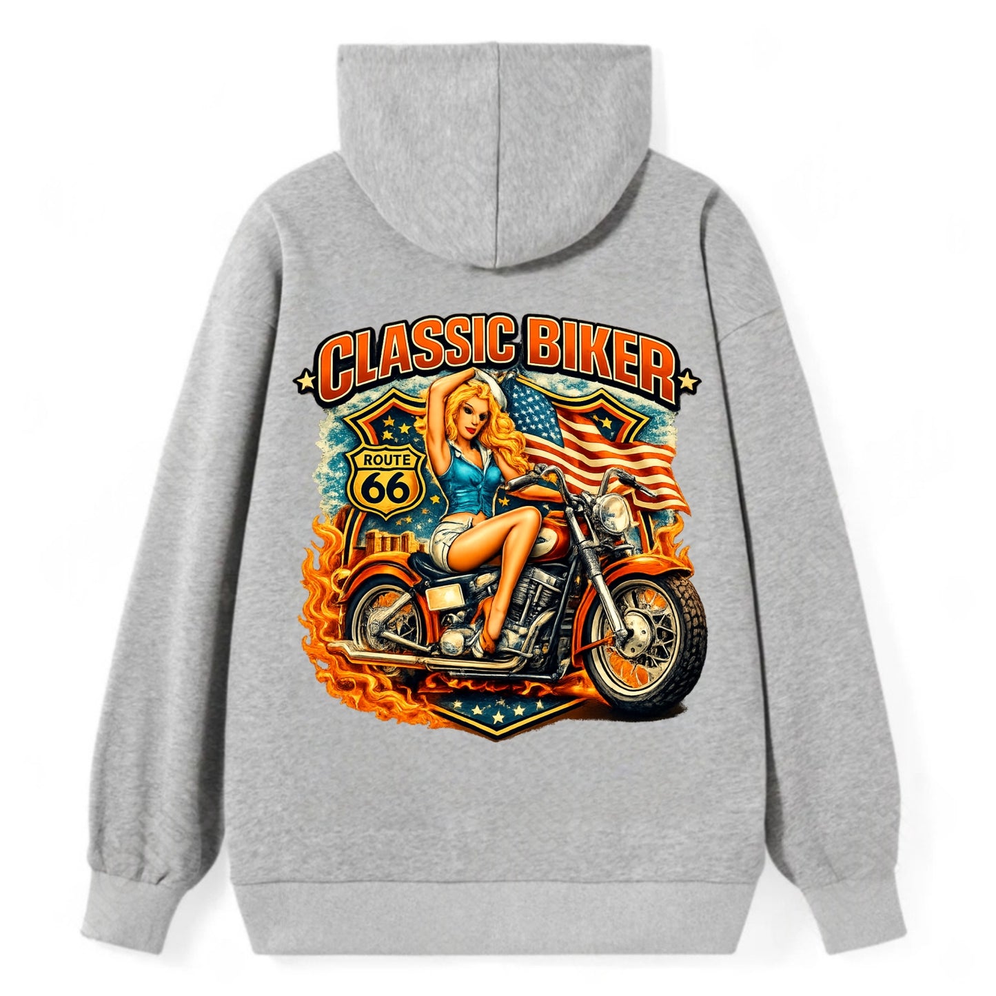 Classic Pinup Biker - Classic Pullover Hoodie