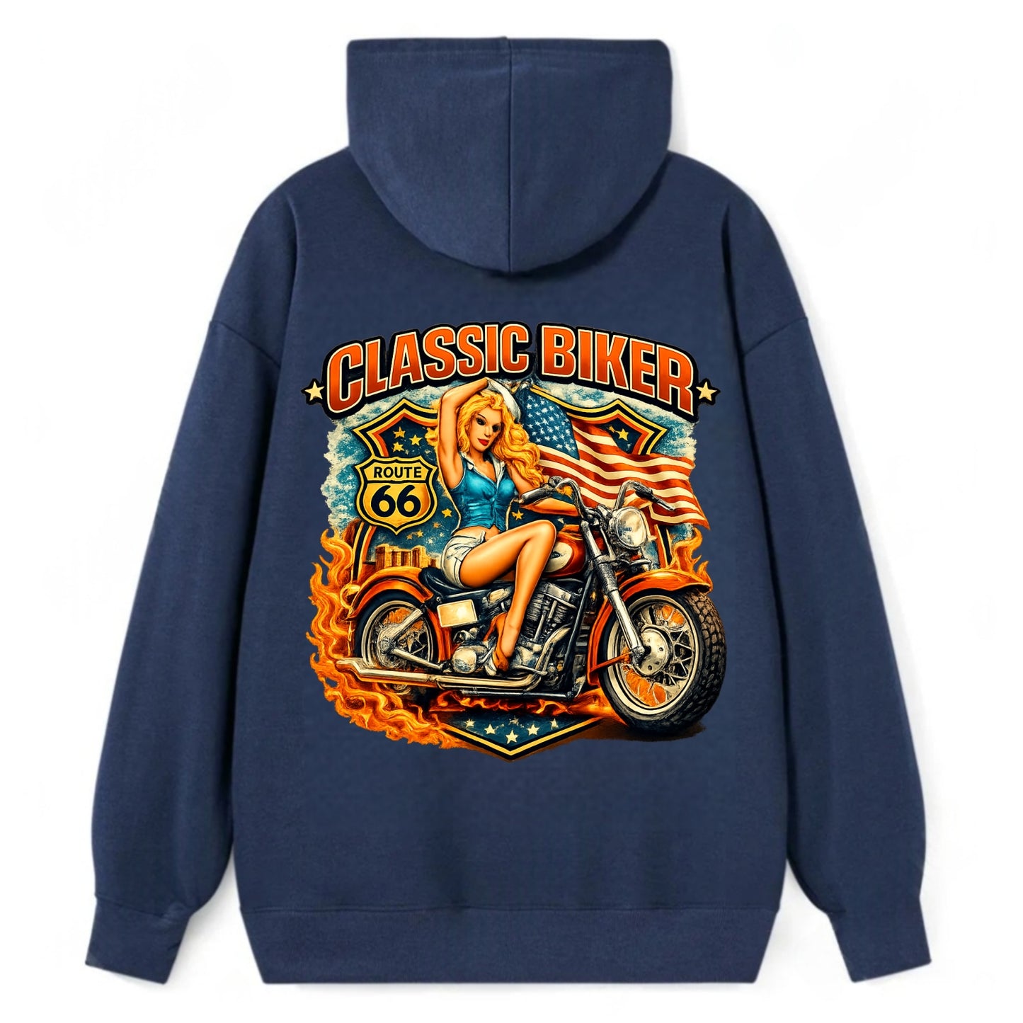 Classic Pinup Biker - Classic Pullover Hoodie
