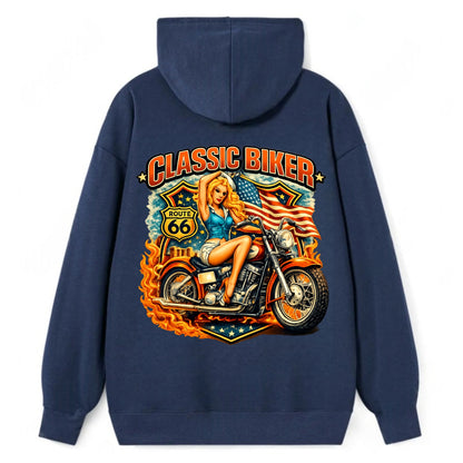 Classic Pinup Biker - Classic Pullover Hoodie
