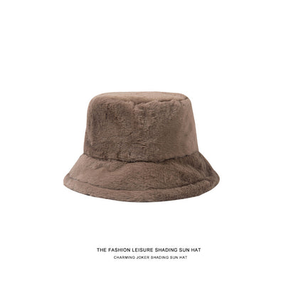 Cute Plush Bucket Hat - Korean Style Winter Warmth