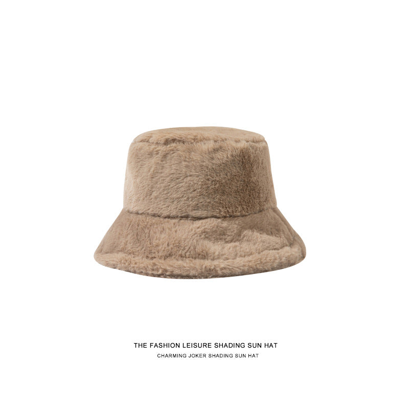 Cute Plush Bucket Hat - Korean Style Winter Warmth