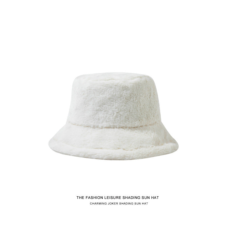 Cute Plush Bucket Hat - Korean Style Winter Warmth