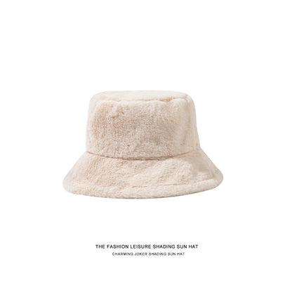 Cute Plush Bucket Hat - Korean Style Winter Warmth