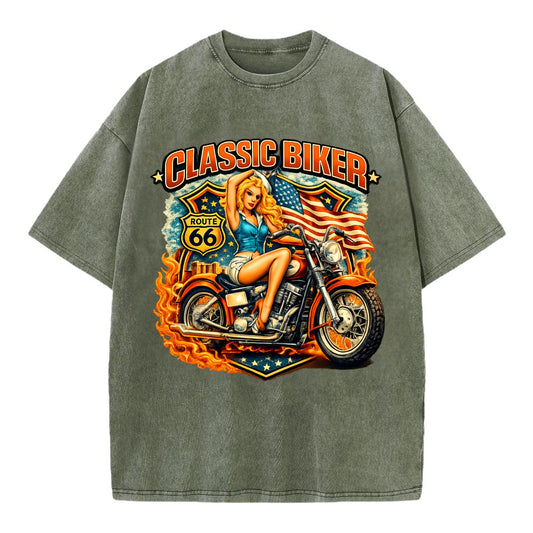 Classic Pinup Biker - Vintage T-shirt