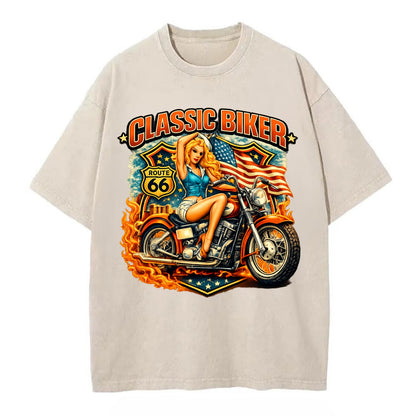 Classic Pinup Biker - Vintage T-shirt