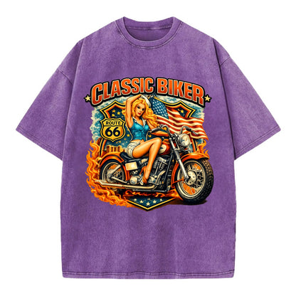 Classic Pinup Biker - Vintage T-shirt