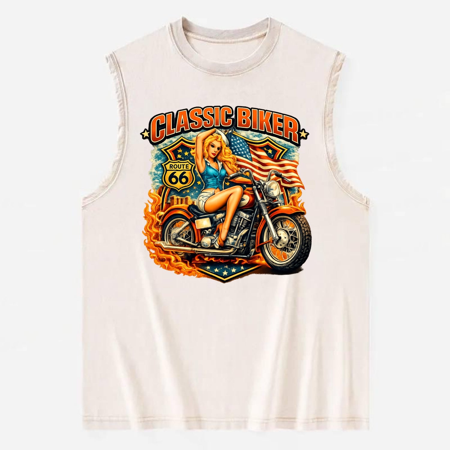 Classic Pinup Biker - Vintage Washed Tank