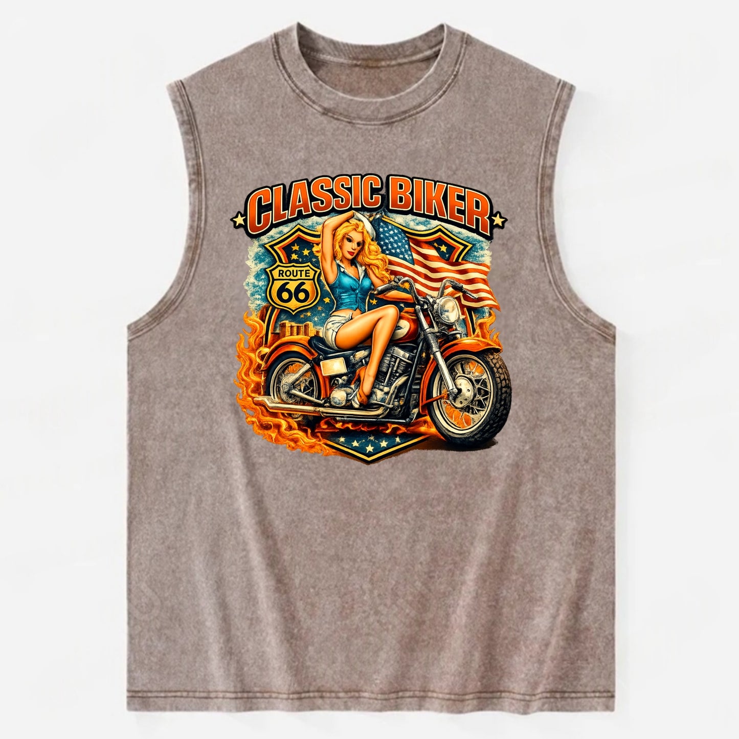 Classic Pinup Biker - Vintage Washed Tank