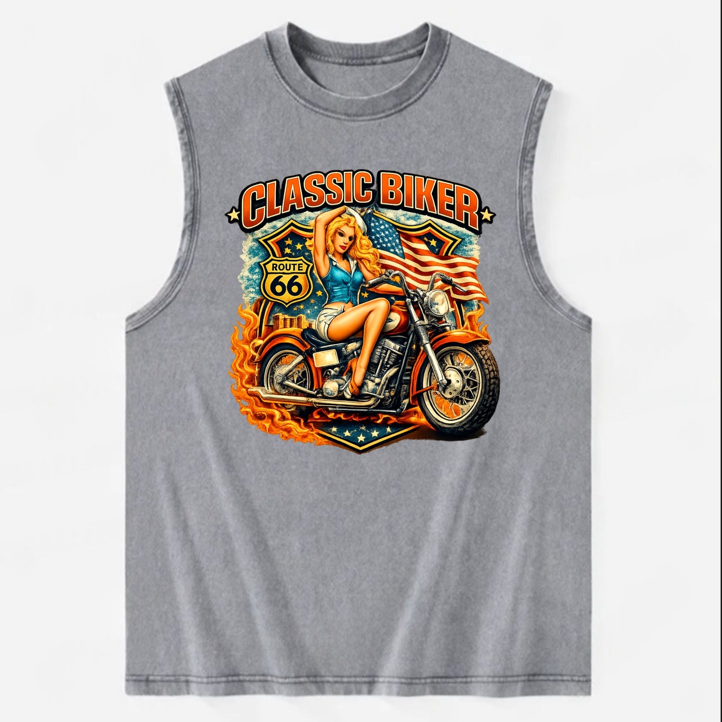 Classic Pinup Biker - Vintage Washed Tank