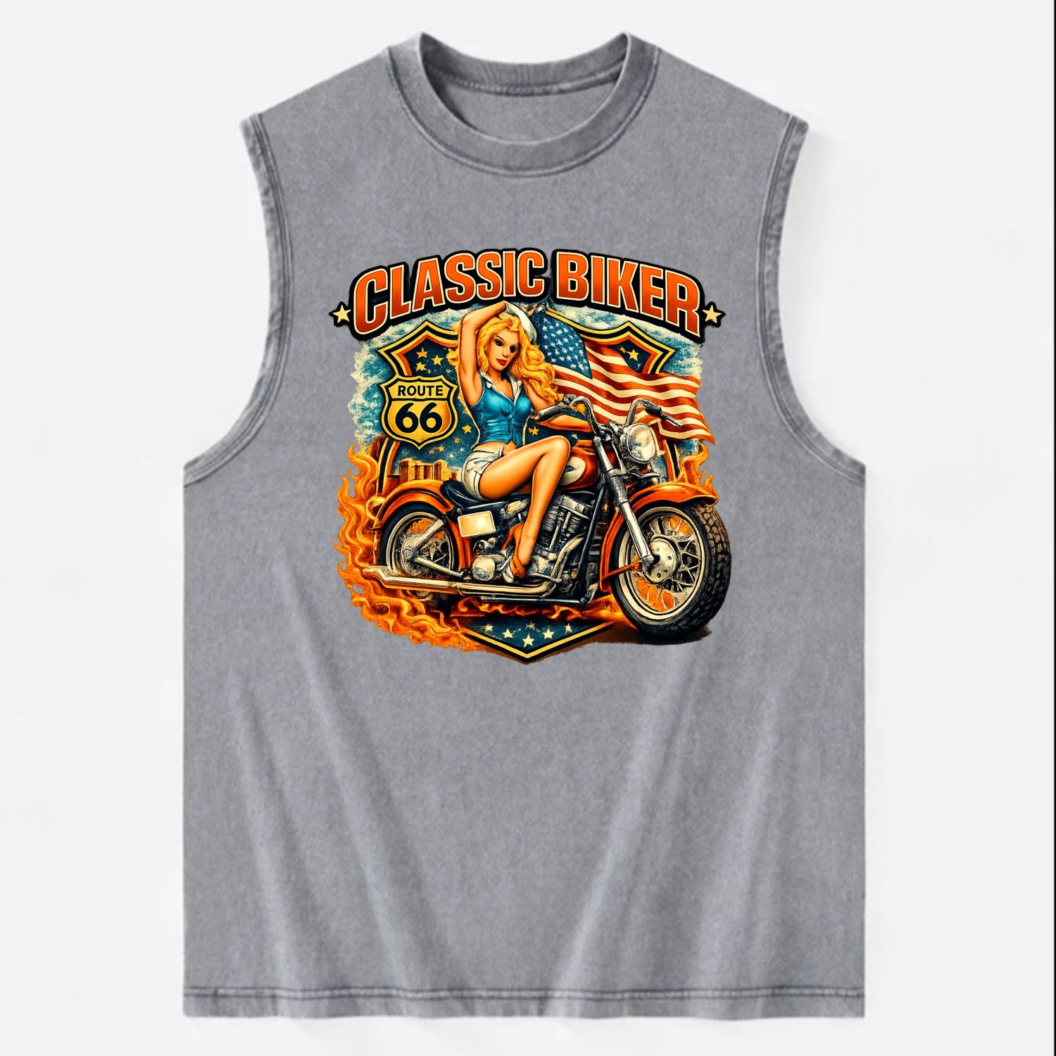 Classic Pinup Biker - Vintage Washed Tank