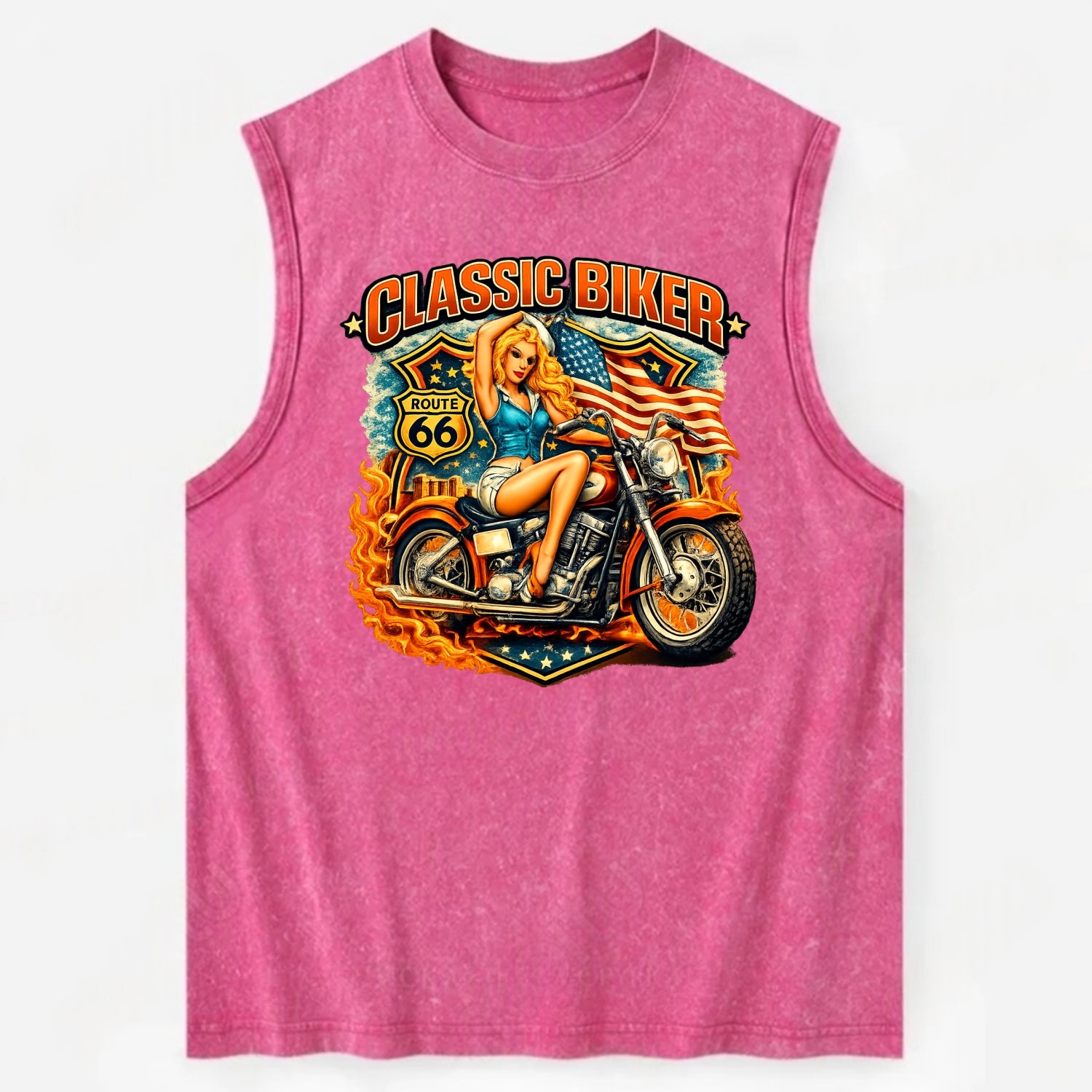 Classic Pinup Biker - Vintage Washed Tank