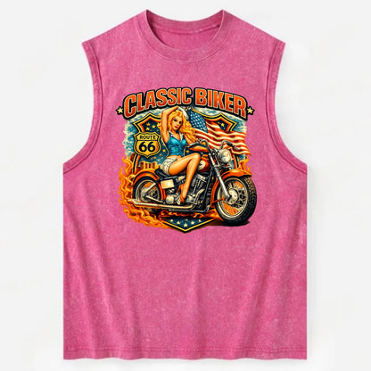 Classic Pinup Biker - Vintage Washed Tank