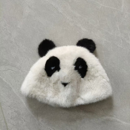 Cute Panda Faux Mink Earflap Hat - Cozy Winter Warmth
