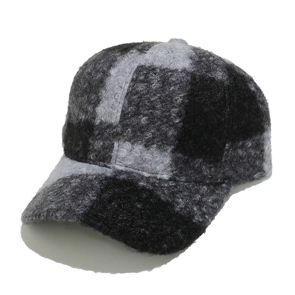 Cozy Plaid Wool Blend Baseball Cap - Vintage Warmth