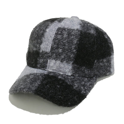Cozy Plaid Wool Blend Baseball Cap - Vintage Warmth