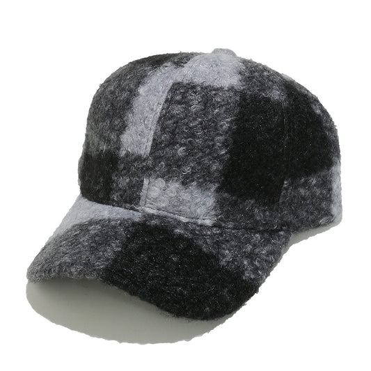 Cozy Plaid Wool Blend Baseball Cap - Vintage Warmth