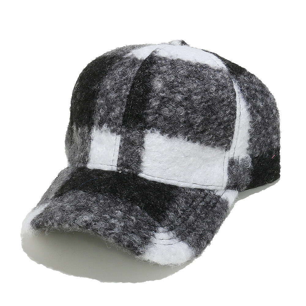 Cozy Plaid Wool Blend Baseball Cap - Vintage Warmth