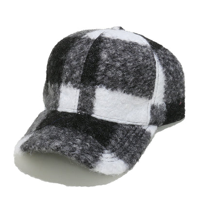 Cozy Plaid Wool Blend Baseball Cap - Vintage Warmth