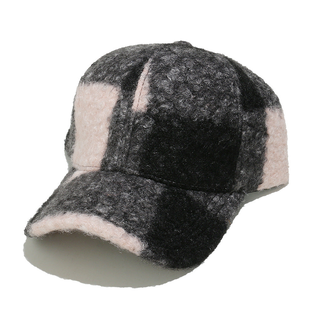 Cozy Plaid Wool Blend Baseball Cap - Vintage Warmth