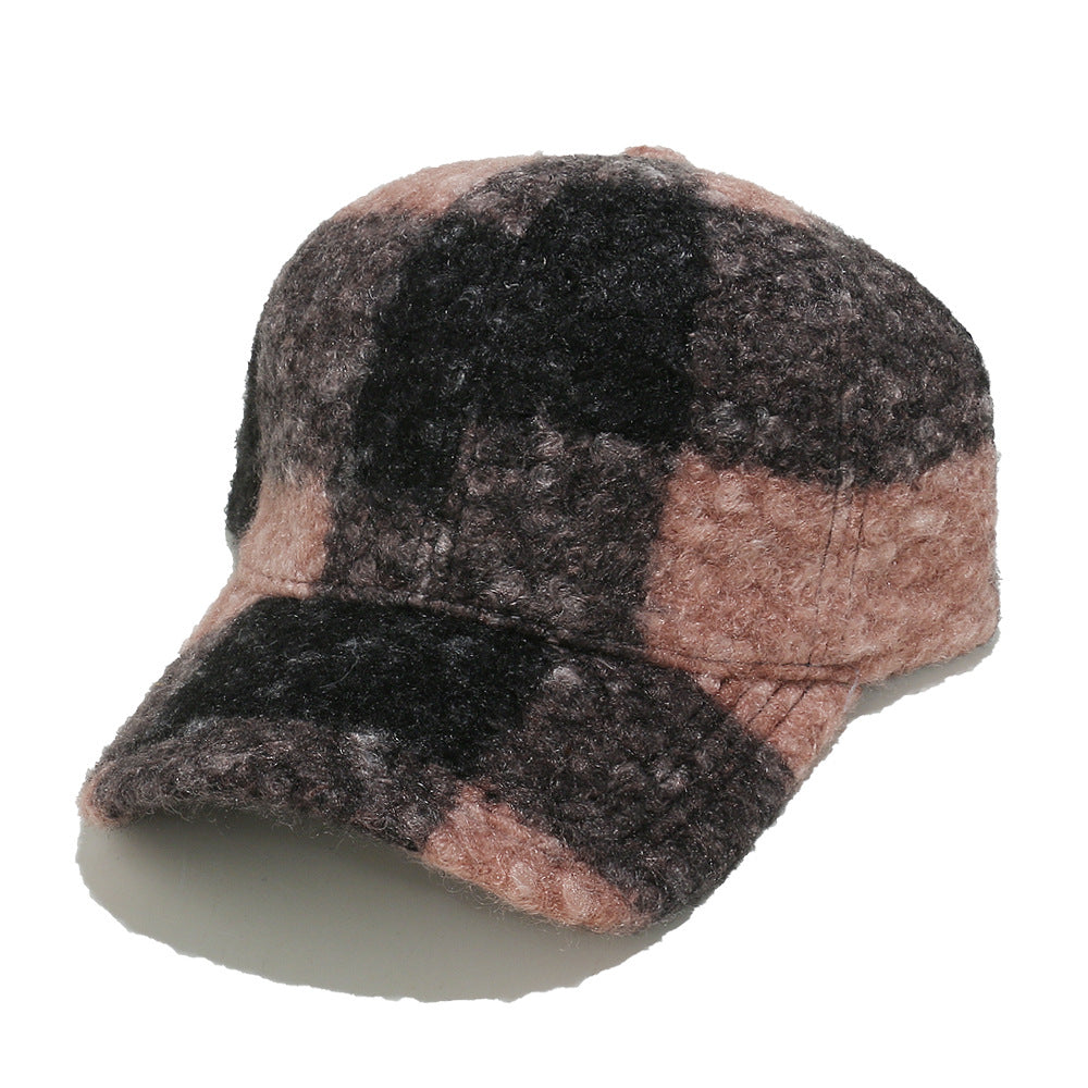 Cozy Plaid Wool Blend Baseball Cap - Vintage Warmth