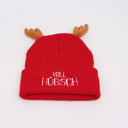 Cozy Reindeer Antler Knit Beanie - Festive Holiday Hat