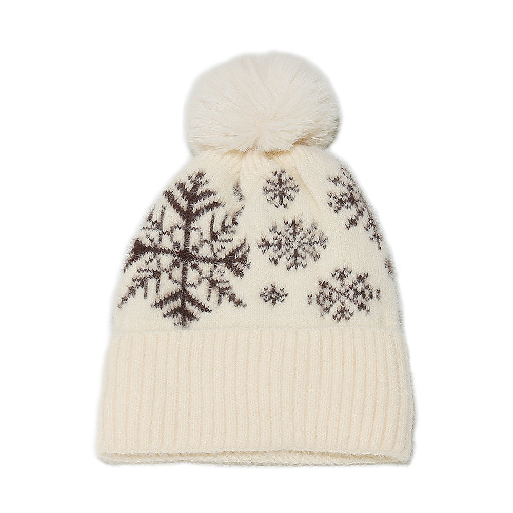 Cozy Snowflake Fleece-Lined Beanie for Women