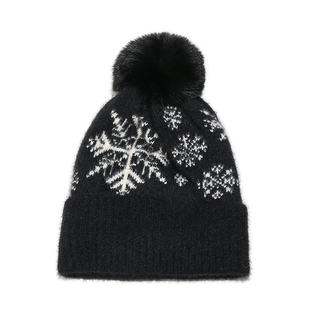 Cozy Snowflake Fleece-Lined Beanie for Women