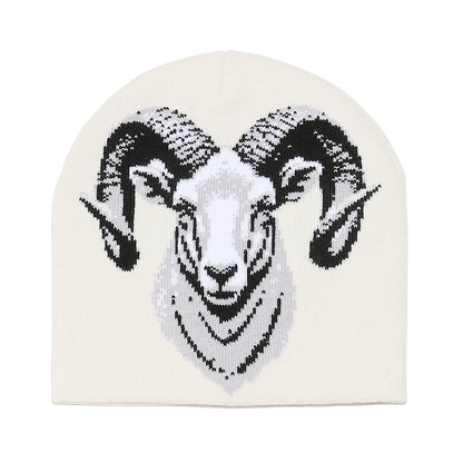 Cozy Sheep Face Knit Beanie - Warm Earflap Hat