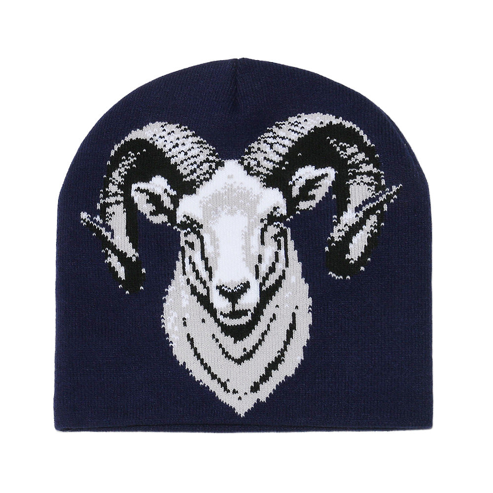 Cozy Sheep Face Knit Beanie - Warm Earflap Hat