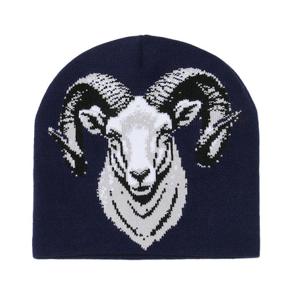 Cozy Sheep Face Knit Beanie - Warm Earflap Hat