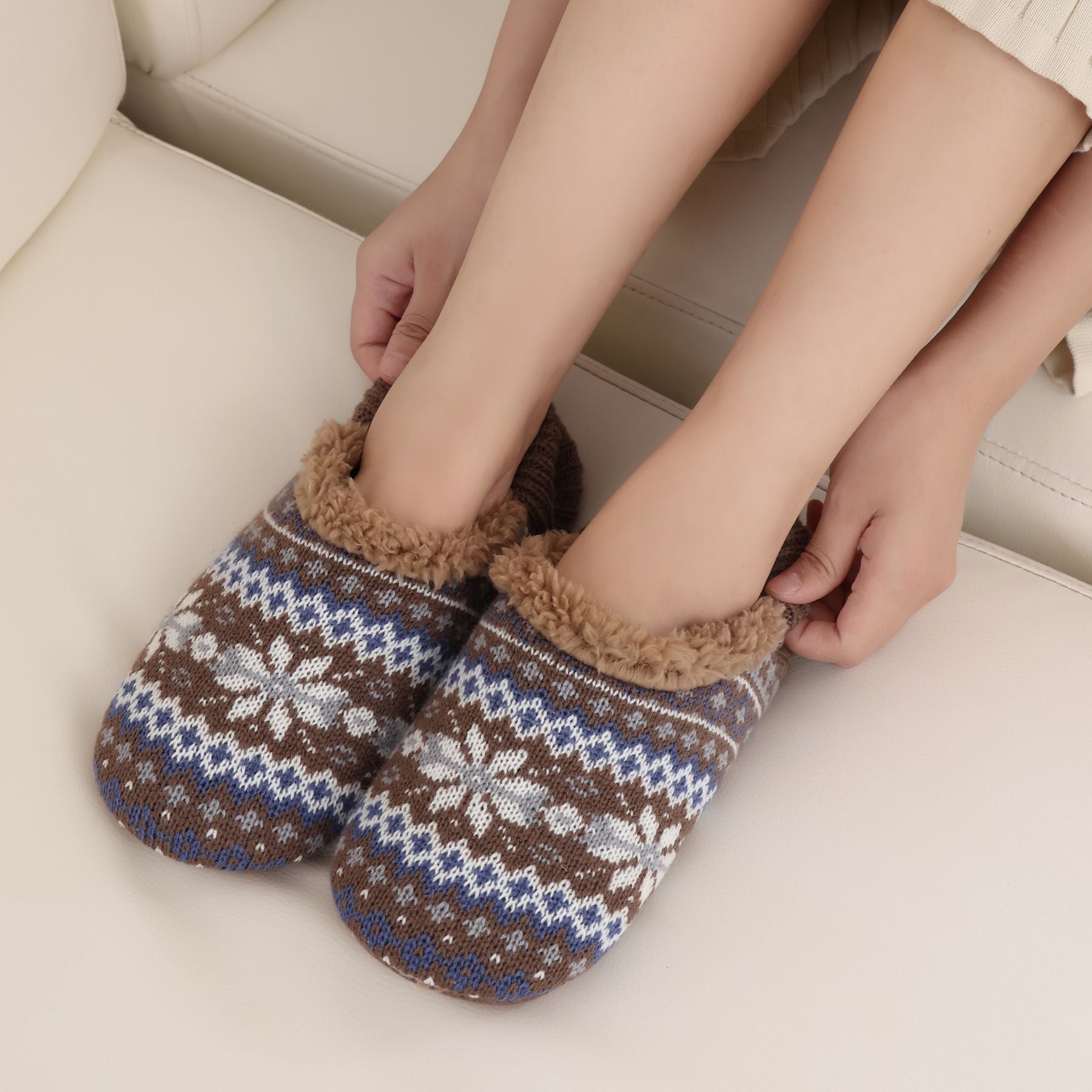 Cozy Sherpa Slipper Socks - Warm & Non-Slip