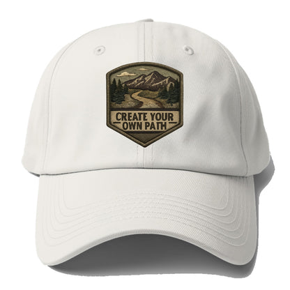 CREATE YOUR OWN PATH - trail with text in brown , independence - Baseball Cap
