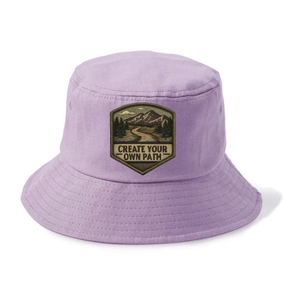 CREATE YOUR OWN PATH - trail with text in brown , independence - Bucket Hat
