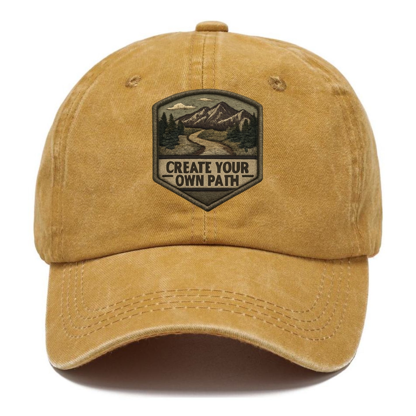 CREATE YOUR OWN PATH - trail with text in brown , independence - Classic Cap