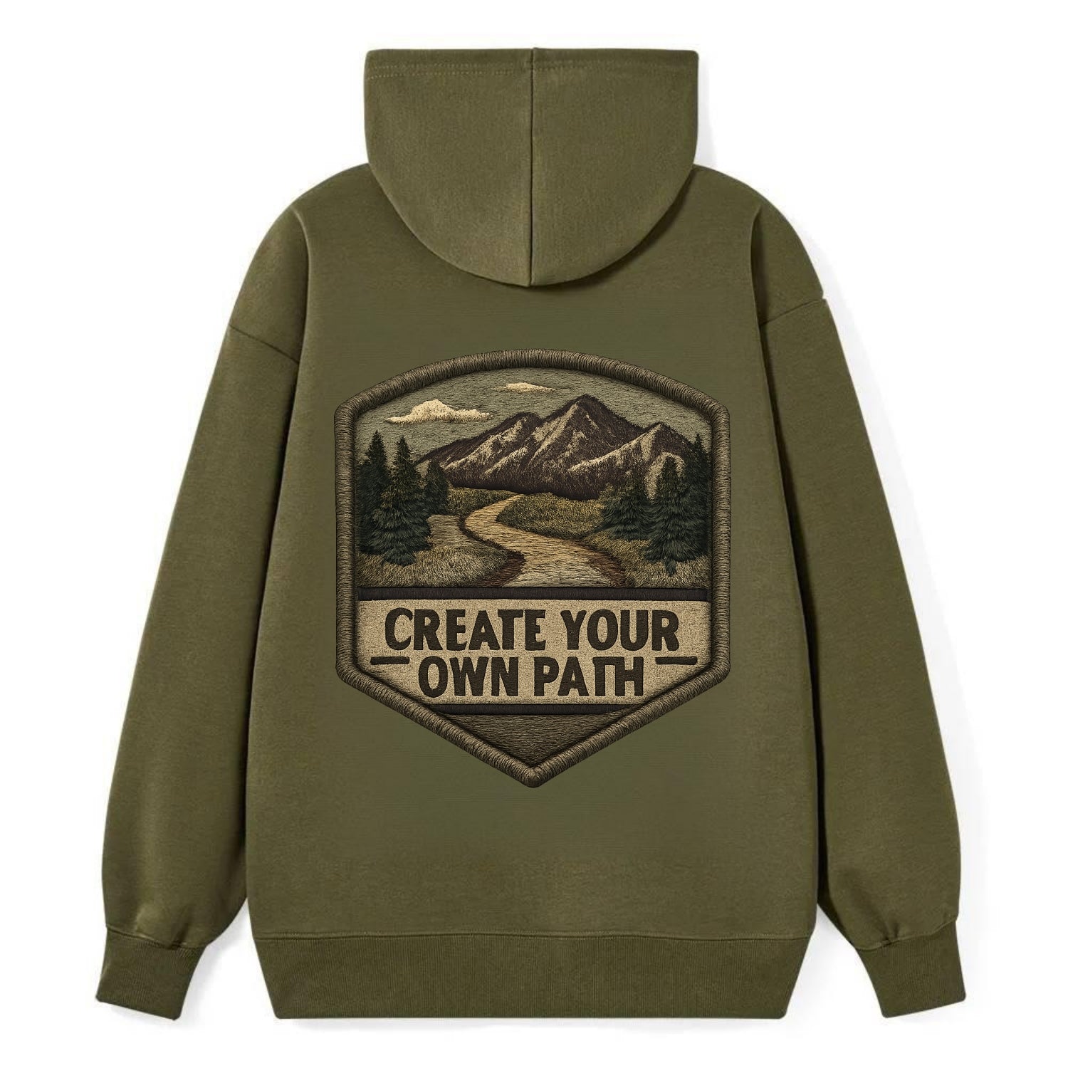 CREATE YOUR OWN PATH - trail with text in brown , independence - Classic Pullover Hoodie