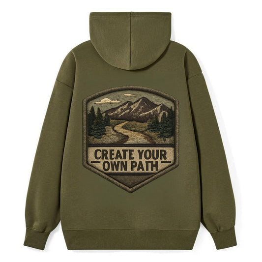 CREATE YOUR OWN PATH - trail with text in brown , independence - Classic Pullover Hoodie