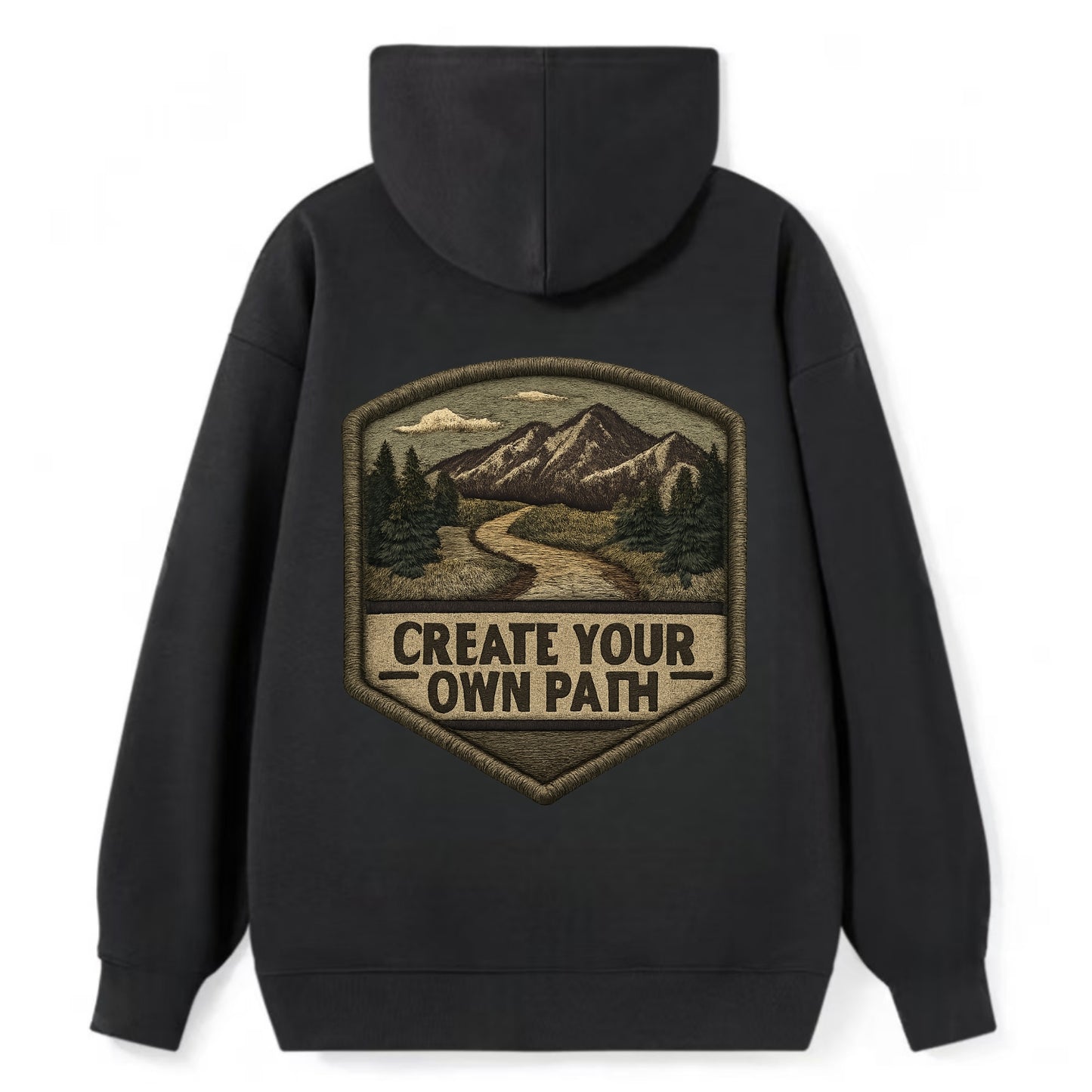 CREATE YOUR OWN PATH - trail with text in brown , independence - Classic Pullover Hoodie