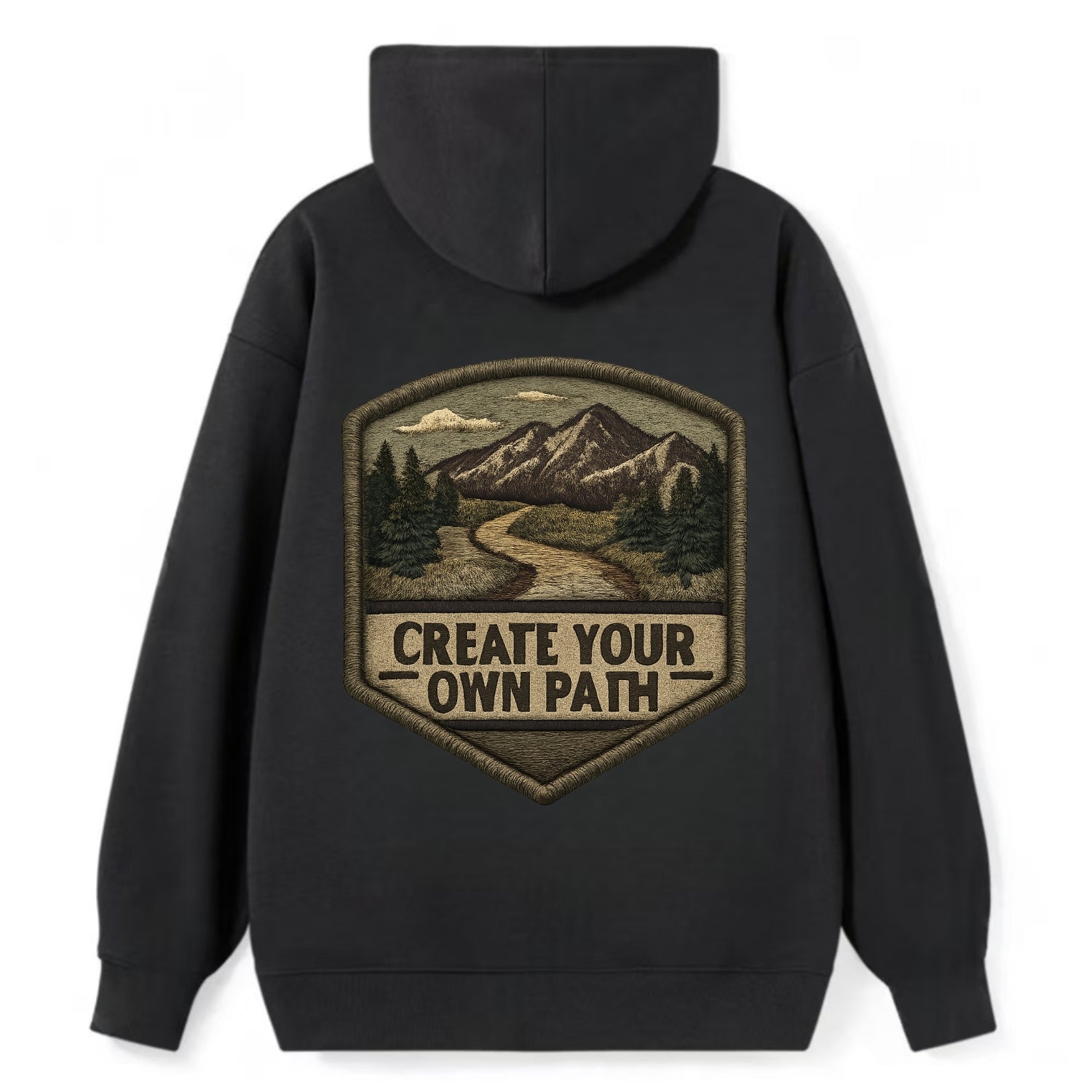 CREATE YOUR OWN PATH - trail with text in brown , independence - Classic Pullover Hoodie