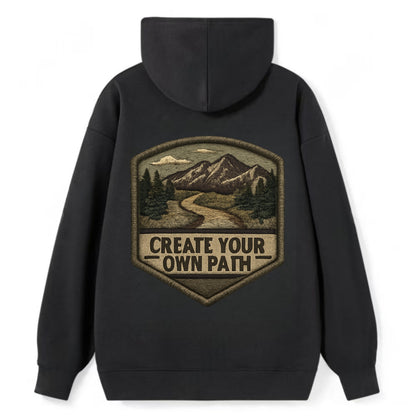 CREATE YOUR OWN PATH - trail with text in brown , independence - Classic Pullover Hoodie