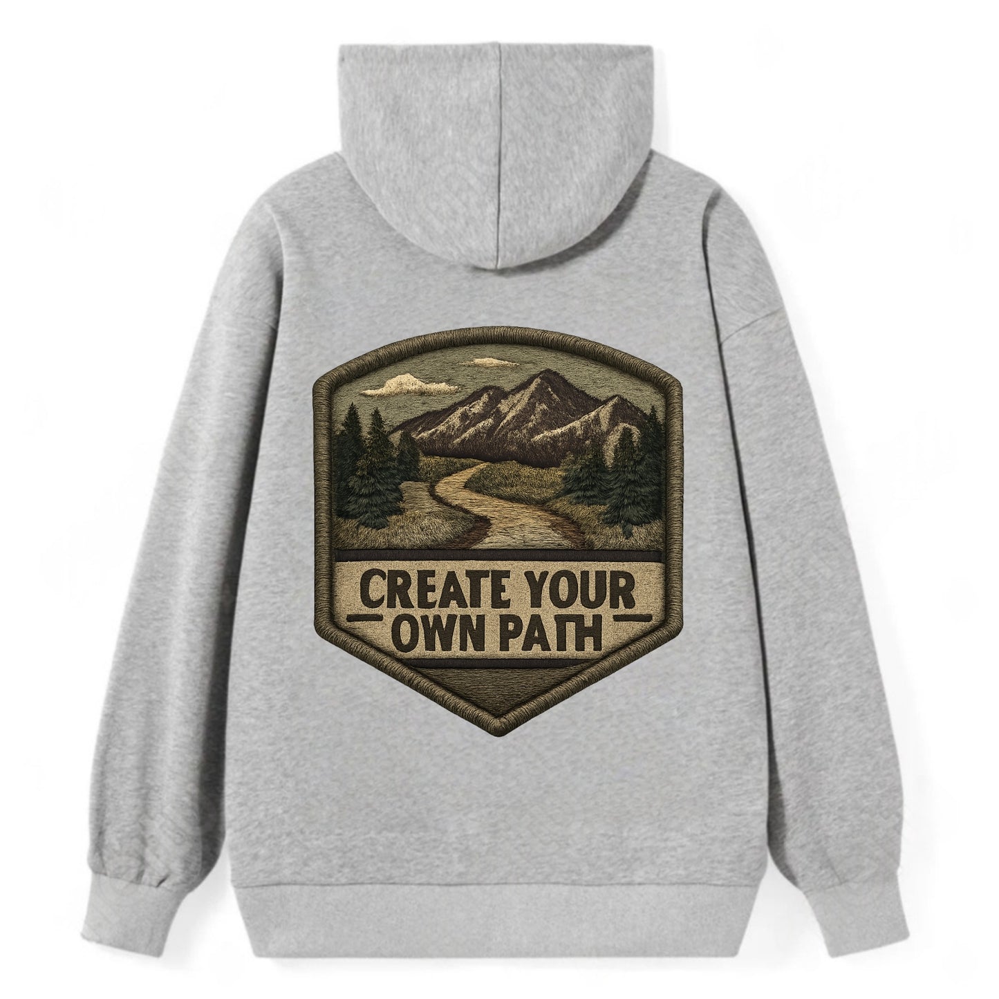 CREATE YOUR OWN PATH - trail with text in brown , independence - Classic Pullover Hoodie