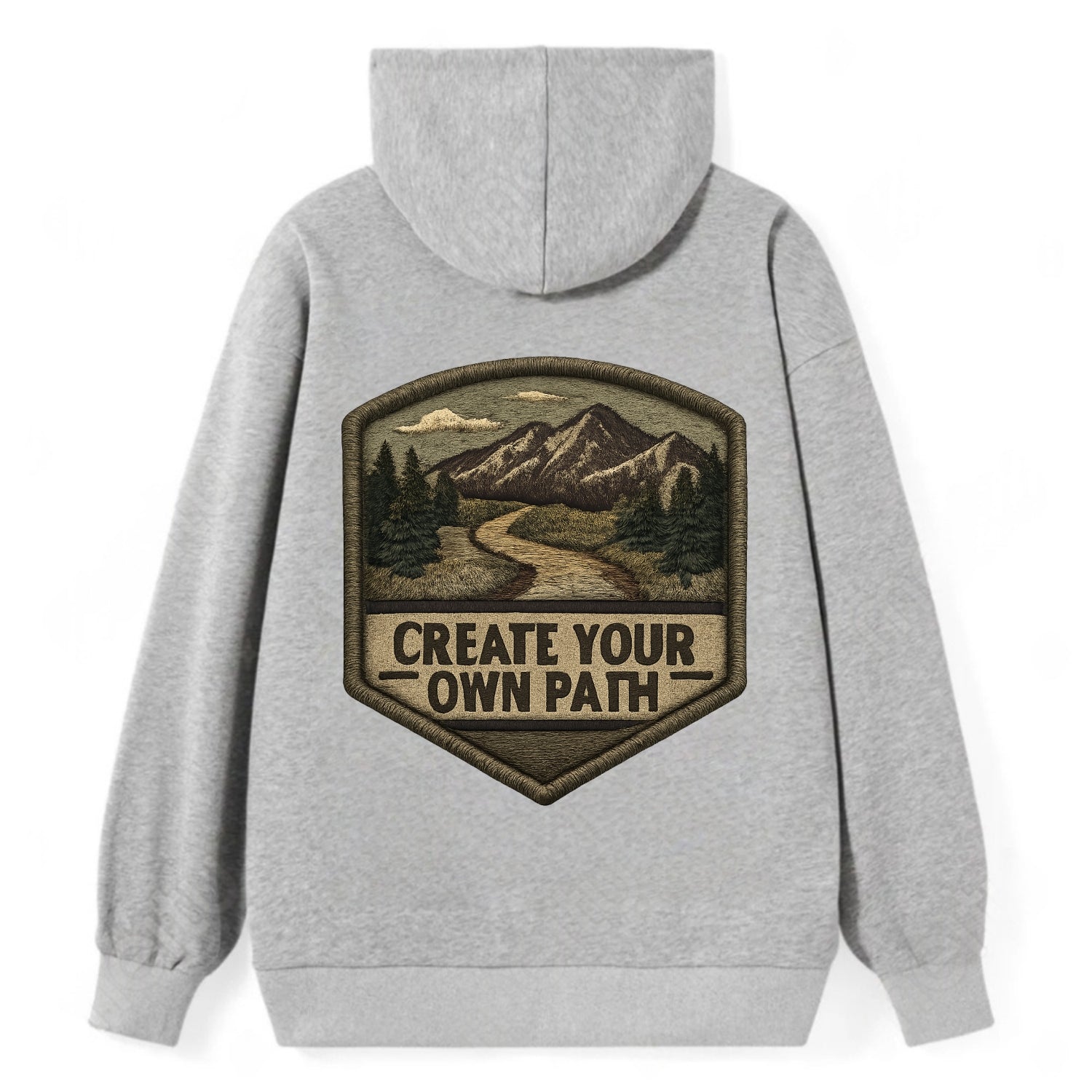 CREATE YOUR OWN PATH - trail with text in brown , independence - Classic Pullover Hoodie