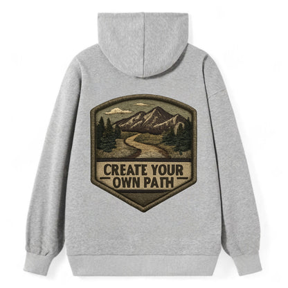 CREATE YOUR OWN PATH - trail with text in brown , independence - Classic Pullover Hoodie