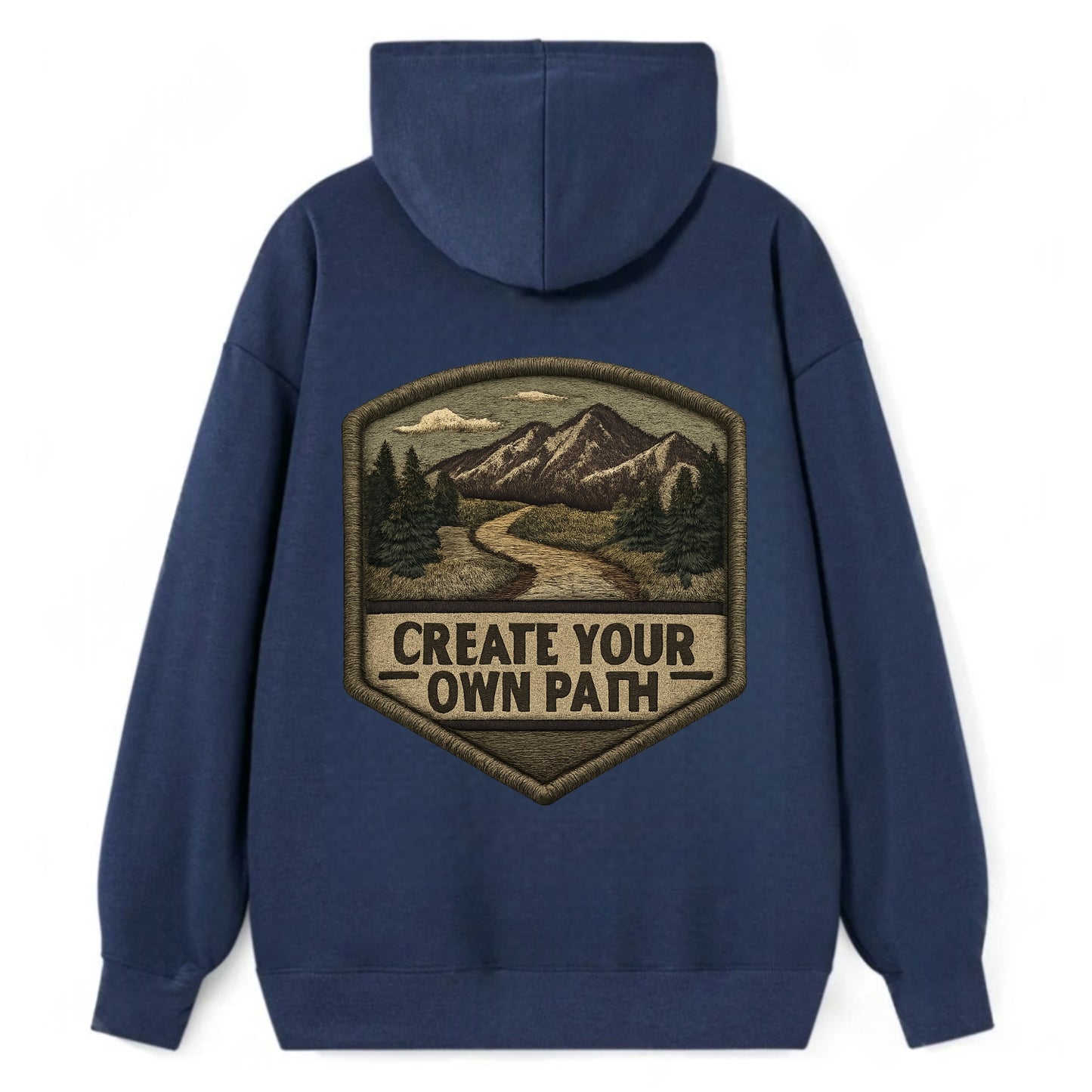CREATE YOUR OWN PATH - trail with text in brown , independence - Classic Pullover Hoodie