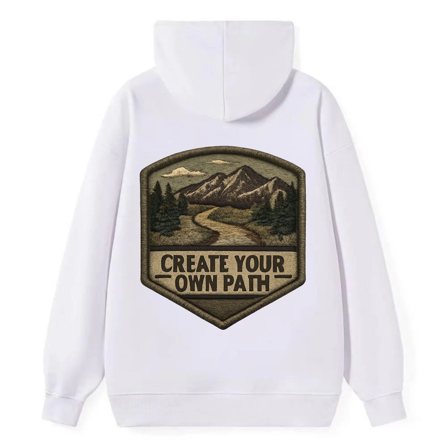CREATE YOUR OWN PATH - trail with text in brown , independence - Classic Pullover Hoodie